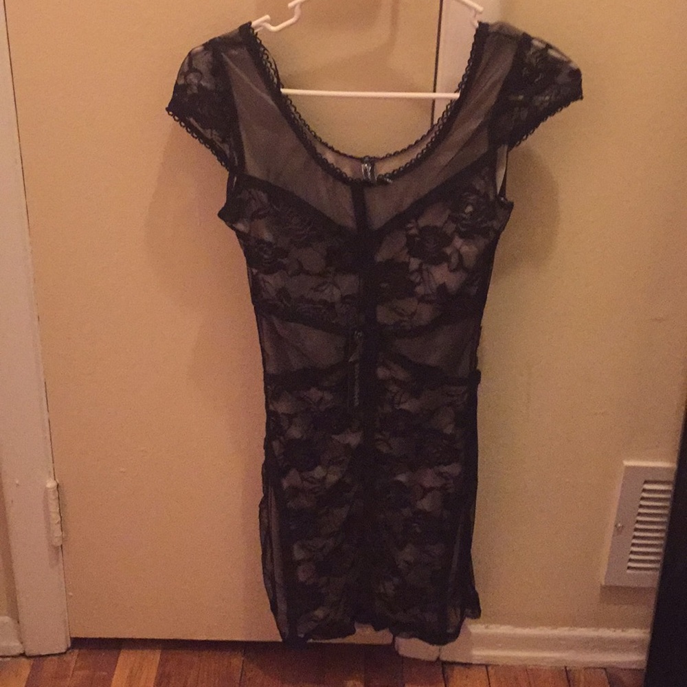 Sexy black and nude dress